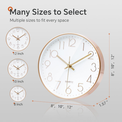 Rose Gold & White 10-Inch Silent Wall Clock, Modern Decorative Design for Home