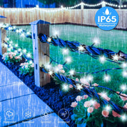 5M 50 LED Solar String Lights – Cool White, 8 Modes, Waterproof