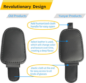 Magnetic Leather Car Sunglass Holder & Card Clip – Sun Visor Organizer Accessories (2-Pack, Black)