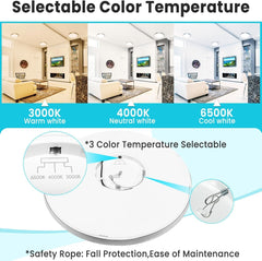 15W Flush Mount LED Ceiling Light – Brushed Nickel, 3 CCT