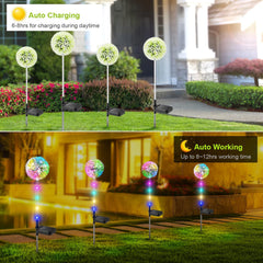 Solar Dandelion Garden Lights, 4 Pack Colourful LED Outdoor Flower Lights