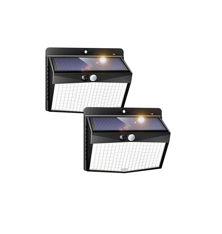 168LED Solar Security Lights – 2 Pack Outdoor Waterproof