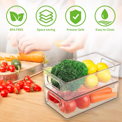 Stackable Fridge Organiser Set of 6 – Clear Plastic Kitchen Storage Boxes for Pantry & Cabinets