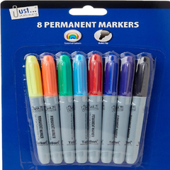 Permanent Markers Set – 8 Vibrant Colours Fine Point Pens for Writing & Art