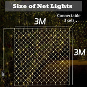 LED Net Fairy Lights – 270 Warm White, 8 Modes