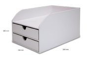 Faux Leather 2-Tier Letter Tray Organiser – White Desk Paper Sorter, Pack of 2