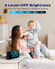 Digital Alarm Clock with Dual Alarms, USB Port, Snooze & 4-Level Brightness