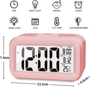 Night Light Digital Alarm Clock – 4.5" Large Display, Temperature, Snooze, Battery Powered