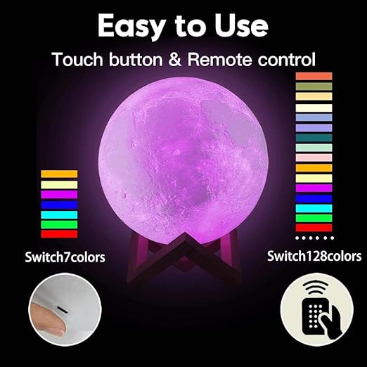 ACED 3D Moon Lamp with 128 Colours & Remote Control