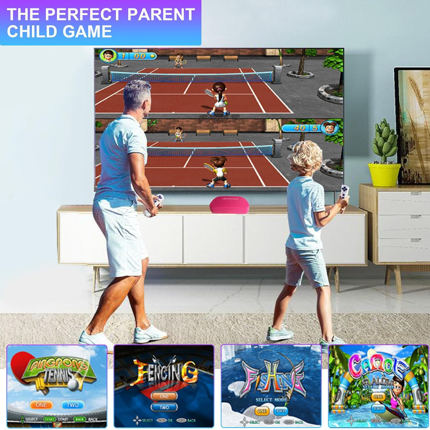 Game Console with 100+ Built-in Games, HD Output & Wireless Gamepad for Kids