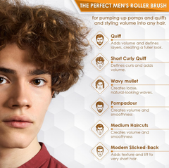 Professional Quiff Roller – Small Round Hair Brush with Rubber Grip for Men & Barbers