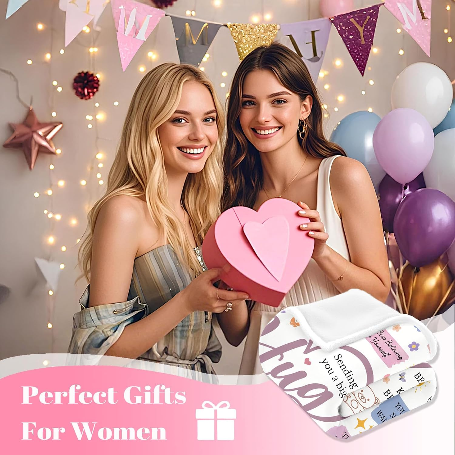 Best Friend Gift Blanket for Women – Flannel Hug Throw, 150x130cm, Birthday & Christmas Present