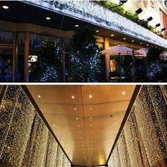 3M x 3M 300 LED Indoor Outdoor LED Curtain Light for Party Christmas Hotel Festival Curtain Light with 8 Controllable Modes IP44 Rated- Warm White