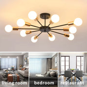 Sputnik Ceiling Light – 10-Light Matte Black Flush Mount Fixture