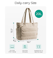 Lightweight Quilted Tote Bag for Women – Puffy Shoulder Handbag with Pockets