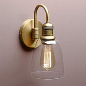 Vintage Industrial Bell Sconce Wall Light – Antique Finish with 5.6” Clear Glass Shade