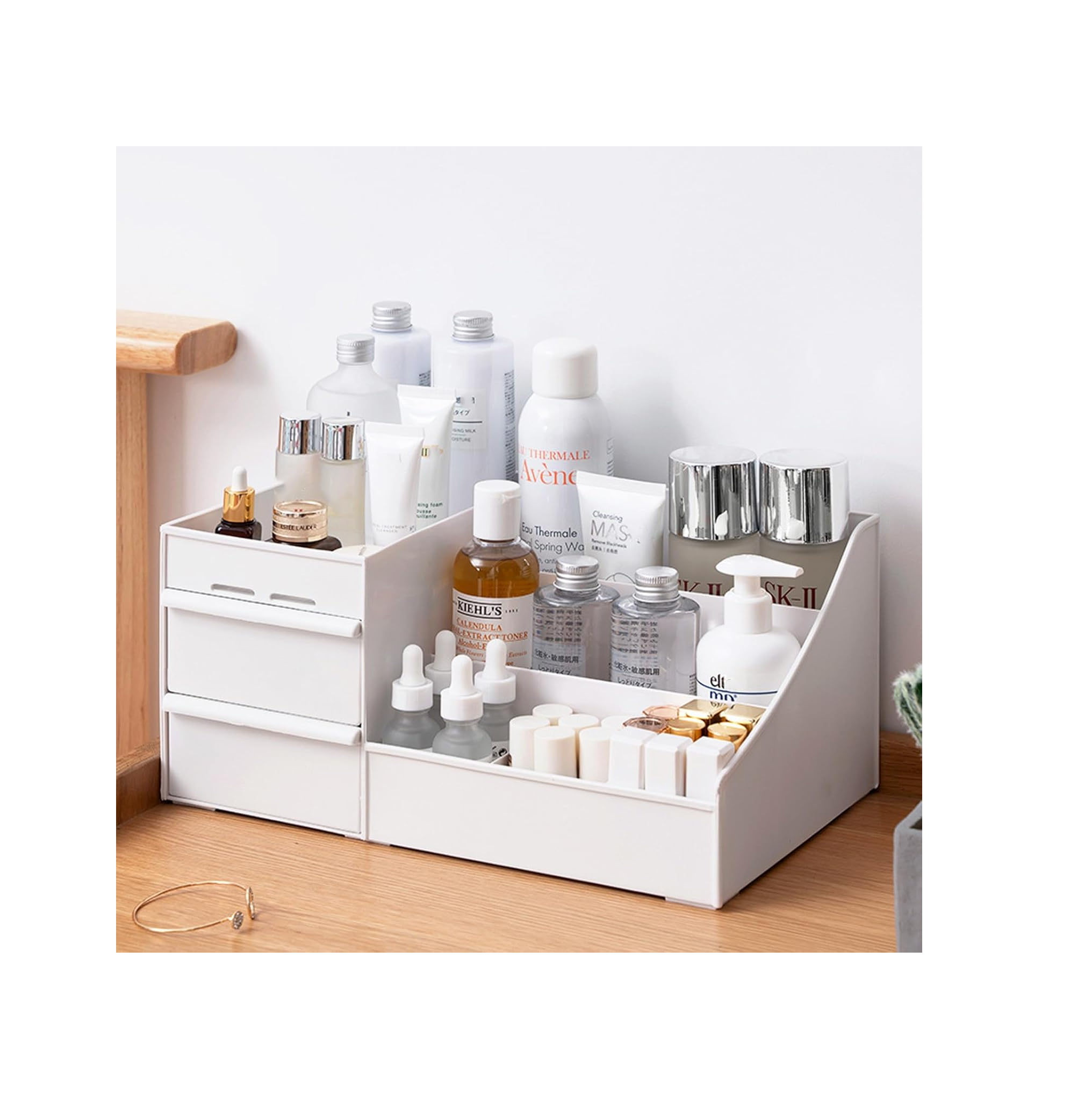 Makeup Organizer Storage Drawers – Large Cosmetic & Skincare Box for Vanity Desk