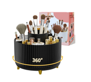 Rotating Makeup Organizer 360° – Cosmetic Brush & Skincare Holder for Vanity