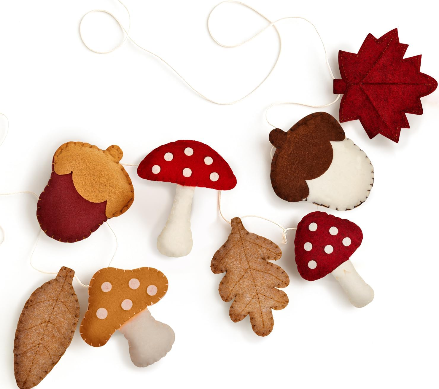 Lights4fun 1.3m Felt Autumn Garland – Cosy Fireplace Banner with Leaves & Mushrooms
