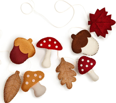 Lights4fun 1.3m Felt Autumn Garland – Cosy Fireplace Banner with Leaves & Mushrooms