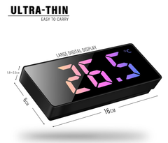 Digital LED Alarm Clock with Snooze, Temperature & Adjustable Brightness (Red)