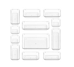 Clear Drawer Organiser Set – Makeup, Cosmetics & Utensil Tray for Kitchen & Bedroom