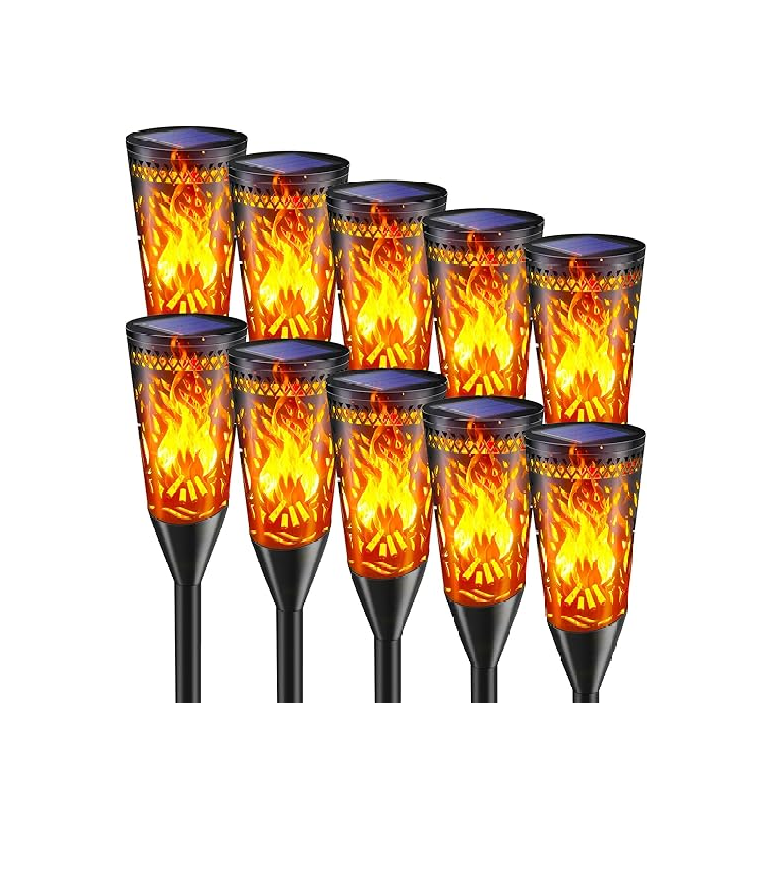 Solar Torch Lights – 6 Pack, Flickering Flame & Steady Modes, Waterproof Outdoor Garden Lights