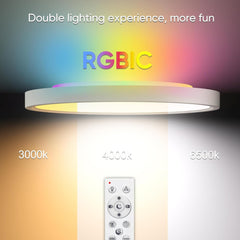 2 Pack RGB LED Ceiling Lights with Remote Control