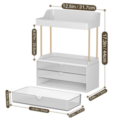 3 Tier Clear Cosmetic Organizer Large Vanity Storage with Drawers