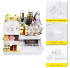 White Makeup Organizer Box with Drawers – Skincare & Cosmetic Storage Case