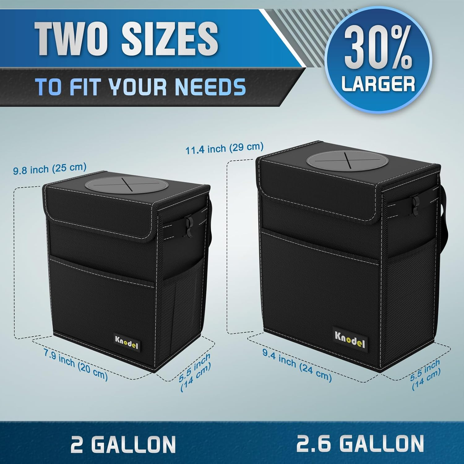 Foldable Car Bin with Lid – Waterproof Vehicle Trash Can with Adjustable Straps & Pockets