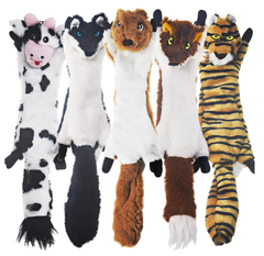 Dog Squeaky Toys 5 Pack – No Stuffing Plush Crinkle Chew Toys for Medium & Large Dogs