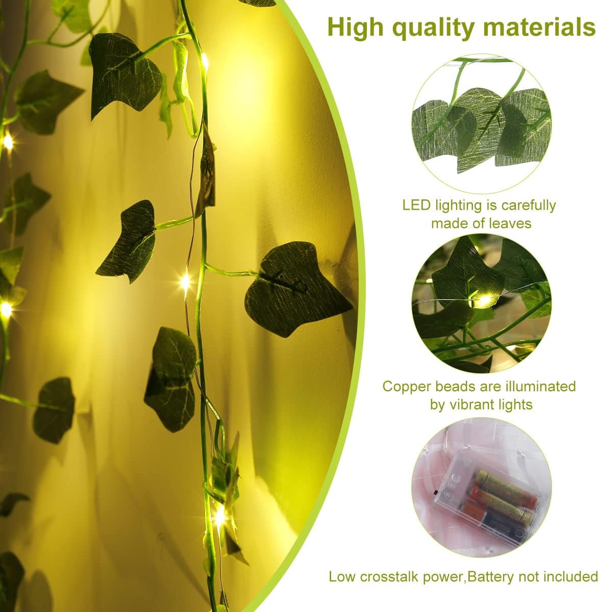 10M Ivy Garland with 100 LED Fairy Lights