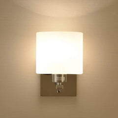 E14 Wall Sconce, ON/Off Switch, Glass Shade, Double Insulated, Bedroom, Living Room, Hallway