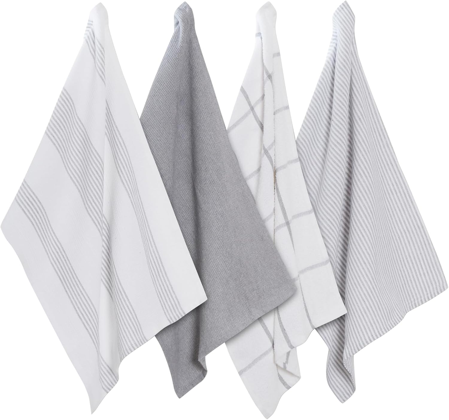 4 Pack Cotton Tea Towels – Absorbent & Durable Kitchen Dish Cloths, Silver