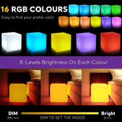 16" Waterproof Color Changing LED Cube Stool Lamp
