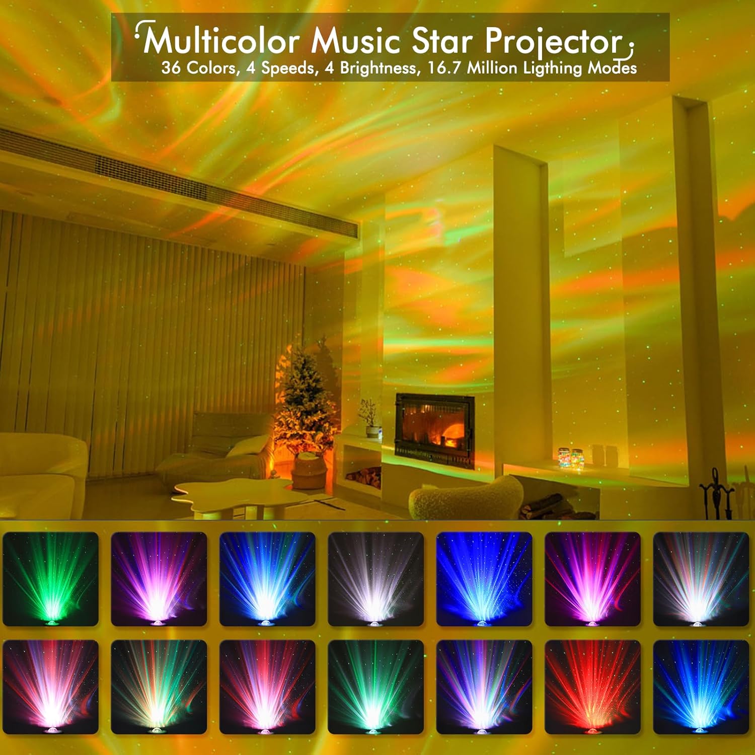 Aurora Galaxy Star Projector with Bluetooth & Remote Control