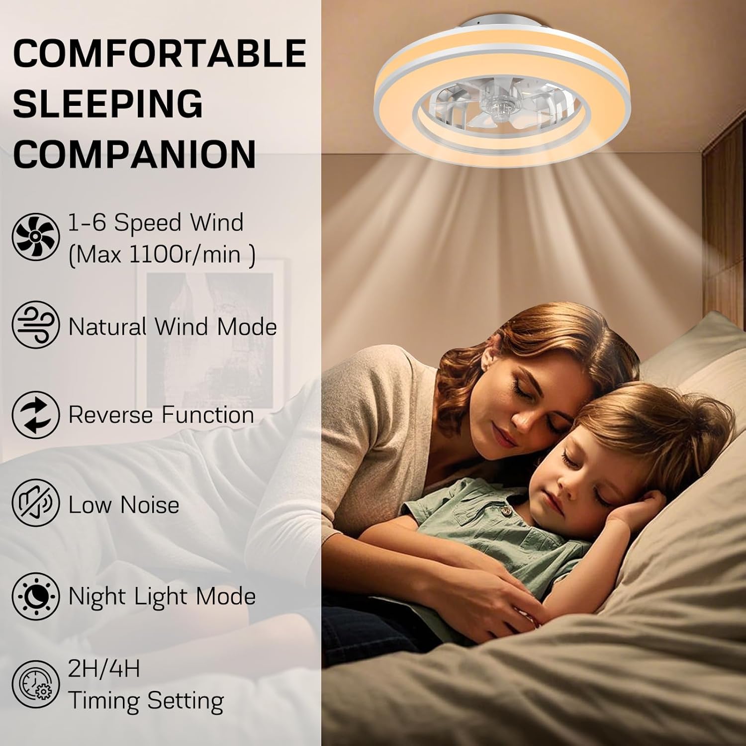 RGB LED Ceiling Fan with Remote & Quiet Reversible Motor