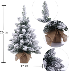 HOMCOM 60cm Prelit Snow Flocked Mini Christmas Tree with LEDs, Pine Cones & Berries