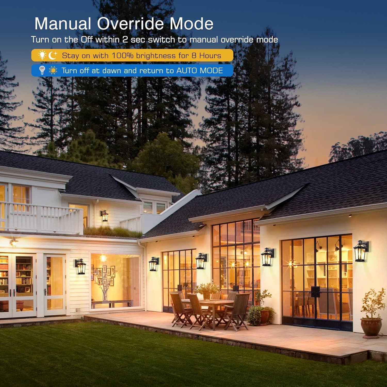 Porch Light Outdoor with Motion Sensor, Dusk-to-Dawn Black