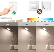 4W Ultra-Flexible Dimmable LED Wall Reading Light- Neutral White Lighting 4000K, for Type G Power Socket