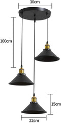 3-Light Vintage Industrial Ceiling Pendant Lamp White