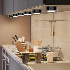 3-Pack Under Cabinet Kitchen Lights - Dimmable RGB Battery-Powered LED Puck Lights with Remote Control