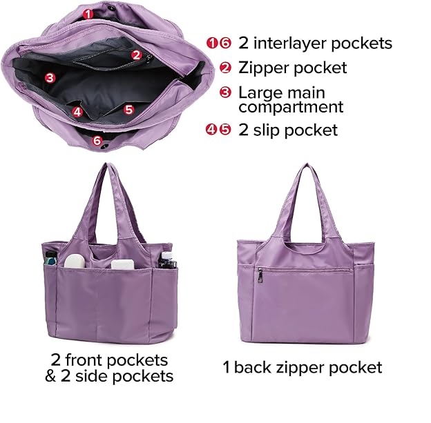 Large Capacity Women’s Tote Bag – Multi-Pocket Shoulder Handbag with Zipper