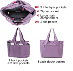 Large Capacity Women’s Tote Bag – Multi-Pocket Shoulder Handbag with Zipper