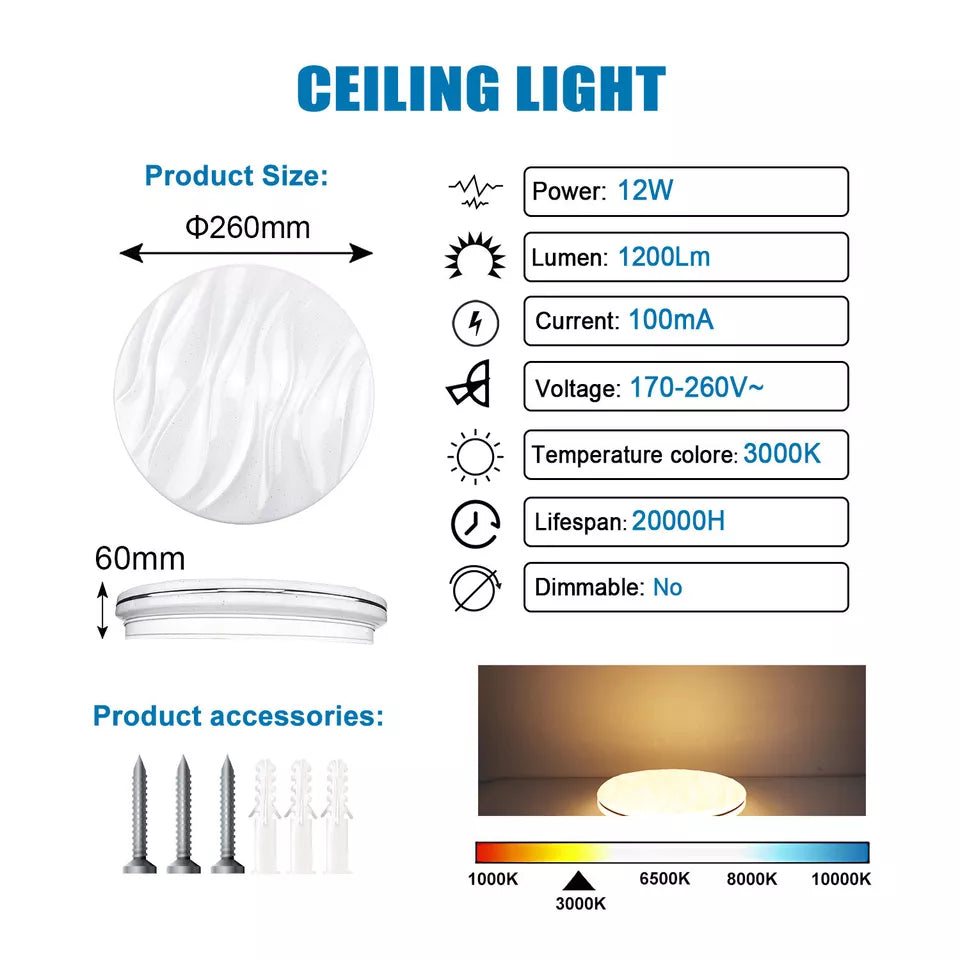 Modern LED Ceiling Light Round Panel – Energy-Efficient Indoor Downlight for Bathroom, Kitchen & Bedroom