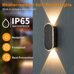 6 Pack Solar Fence Lights Outdoor – Up & Down Wall Lamps