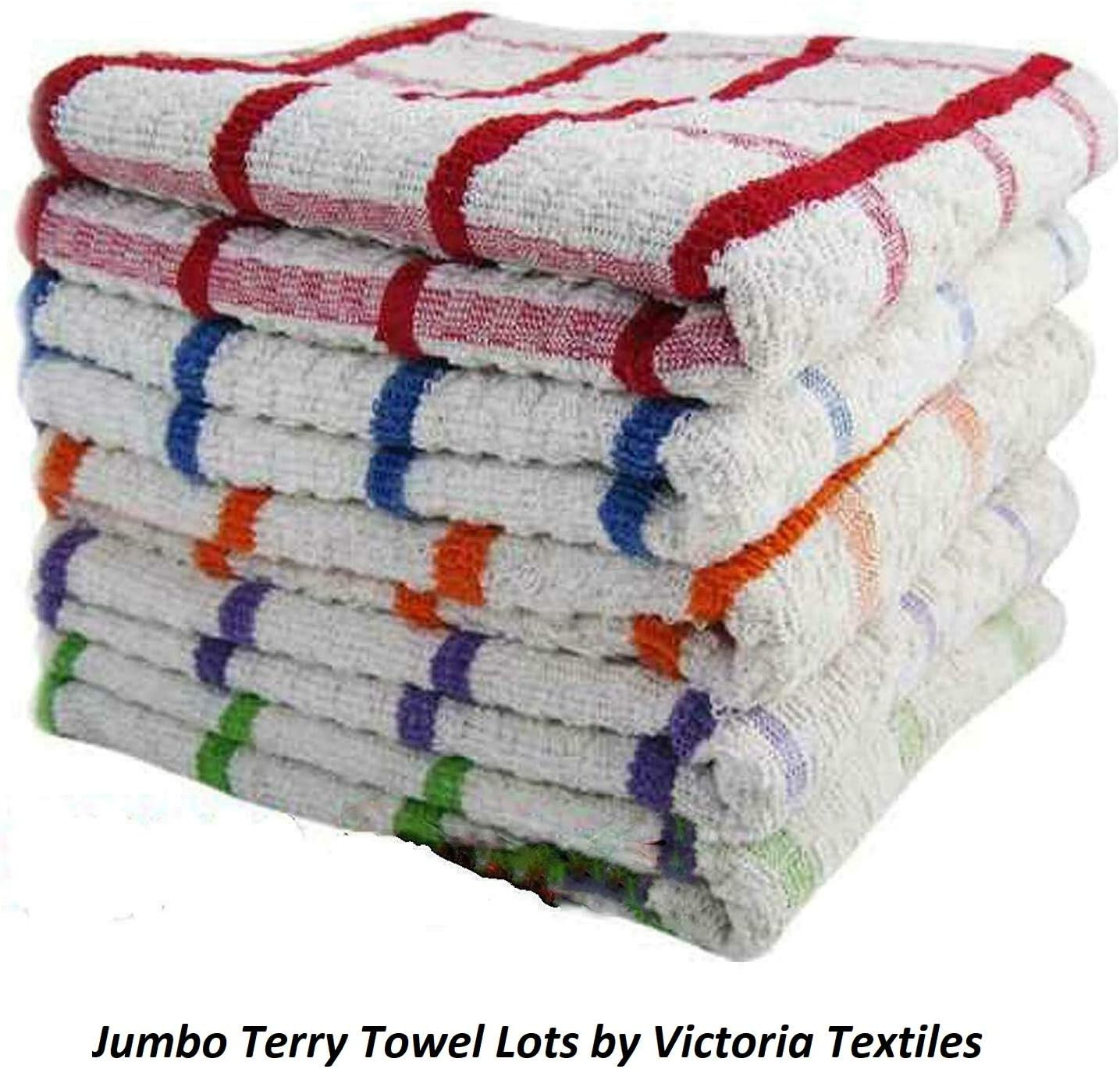 Wonderdry 3-Pack Egyptian Cotton Terry Tea Towels – Jumbo Thick Absorbent Cloths