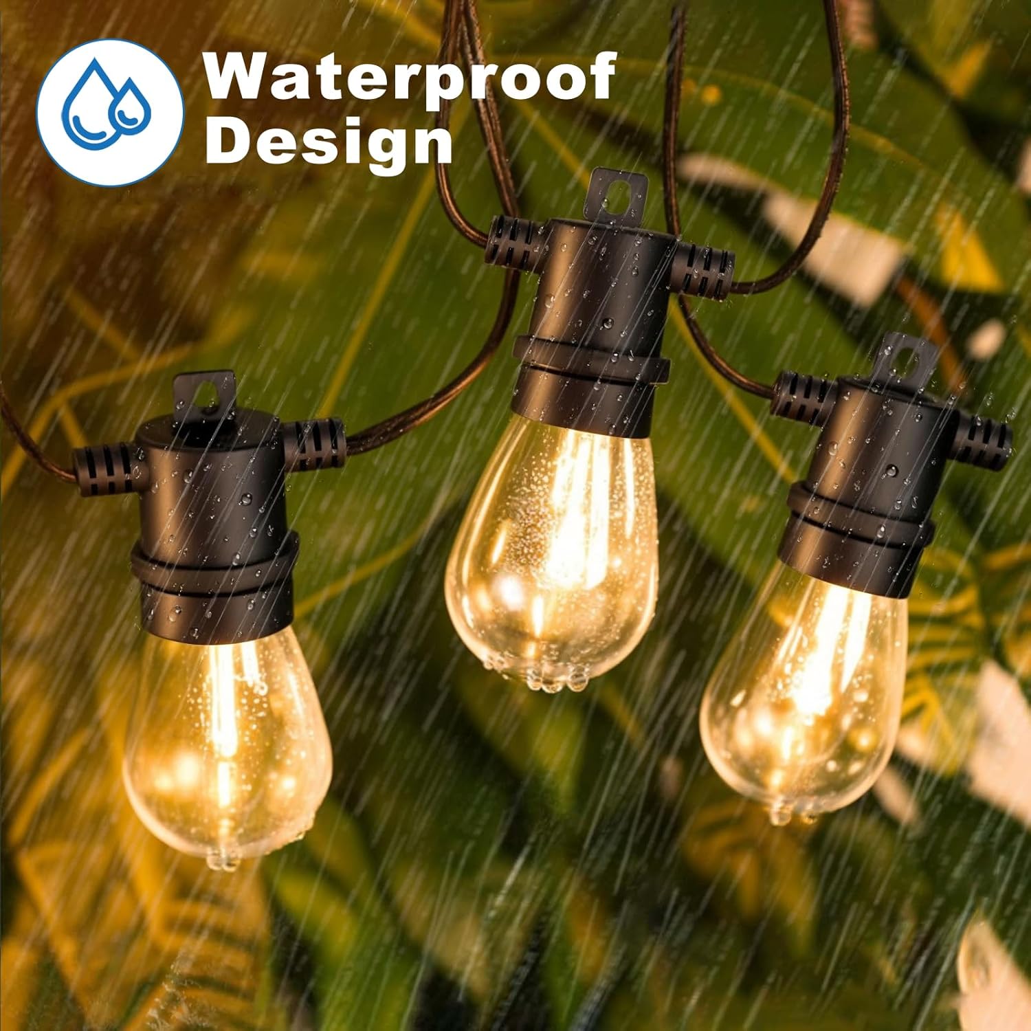 15M Outdoor LED String Lights with S14 Bulbs