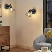 Adjustable Industrial Black Metal Cage Wall Lights, 2 Pack